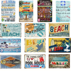Beach Tin Sign Beach Days Surfing Club Funny Retro Signs Waterproof Decor