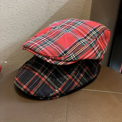 Plaid Pattern Beret British Style Vintage Newsboy Hat Unisex Flat Cap