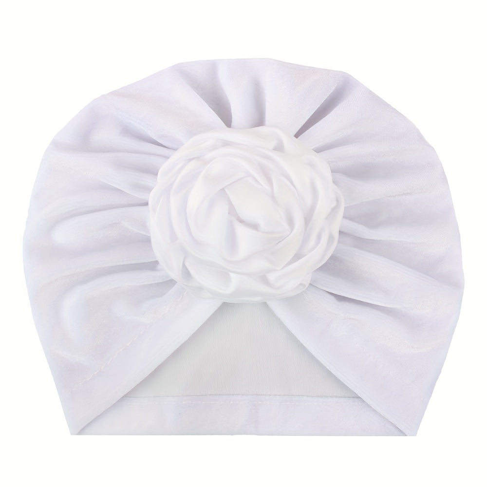 Velvet Flower Baby Warm Turban Hat 0-3 Years