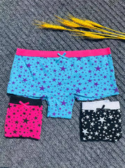 3pcs Star Print Boyshort Panties Soft & Comfortable Women's Lingerie