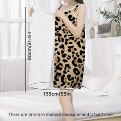 Leopard Printed Wearable Bath Towel Cover Spa Bath Skirt Absorbent