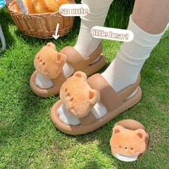 Cartoon Bear Open Toe Sandals For Boys Breathable Lightweight Sandals