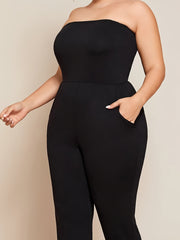 Basic Jumpsuit Women's Plus Strapless Skinny Tube J
