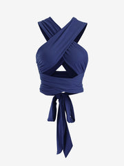 Y2K Kpop Crisscross Tie Back Crop Tank Top
