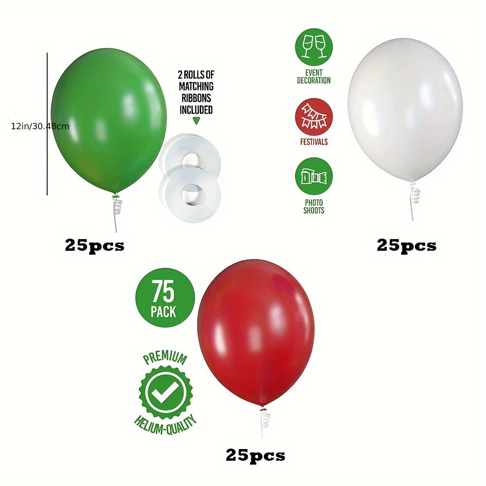 75pcs Christmas Latex Balloon Set Holiday Decor Party Favor Scene Decor