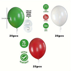 75pcs Christmas Latex Balloon Set Holiday Decor Party Favor Scene Decor