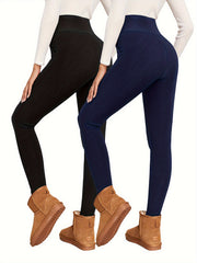 Solid Fleece Yoga Pants High Stretch Running Warm Tight Pants