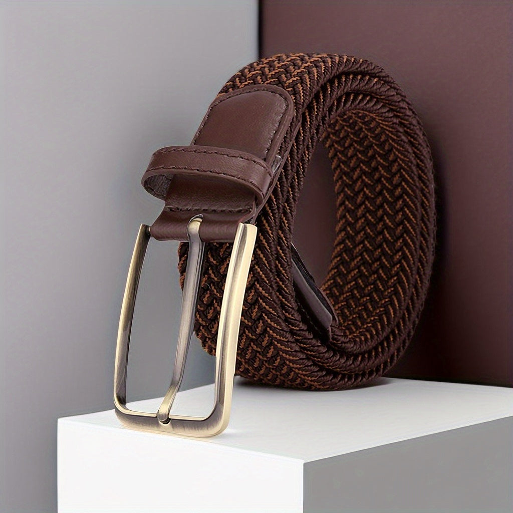Men's Woven Perforated Buckle Belt for Casual Dating Wear