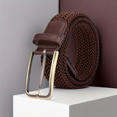 Men's Woven Perforated Buckle Belt for Casual Dating Wear