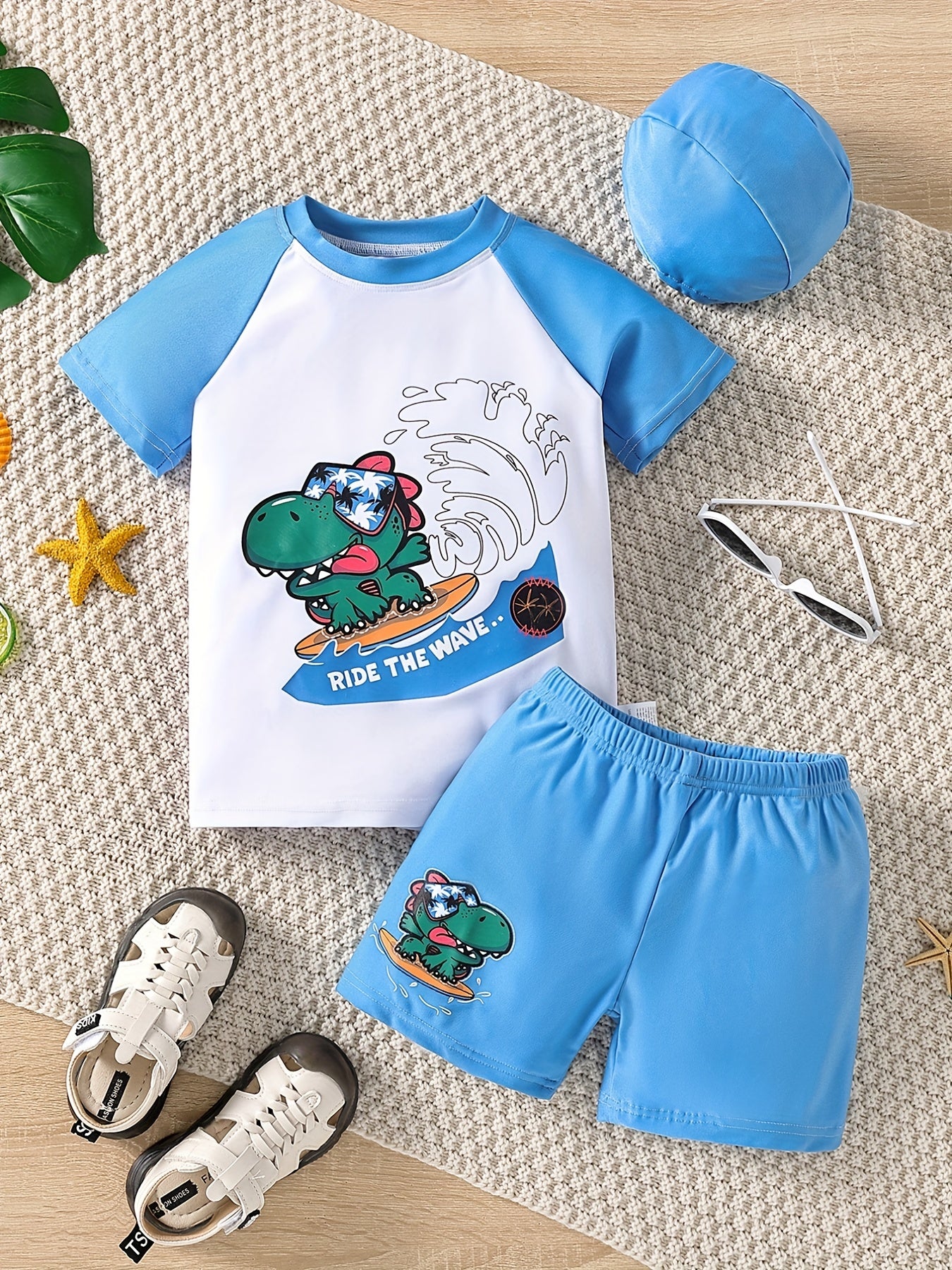 Boys' Block Swim Suit Raglan Short Sleeve T Shirt & Shorts Set