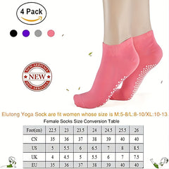 4 Pairs Solid Low Cut Non Slip Yoga Sports Socks with Silicone Bottom
