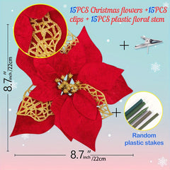 15pcs Artificial Flowers Branch Garland Christmas Tree Decorations