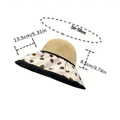Polka Dot Bow Sun Hat Wide Brim UV Protection Bucket Hat