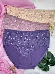 3 Pcs Floral Print Briefs Intimates Panties Women's Underwear