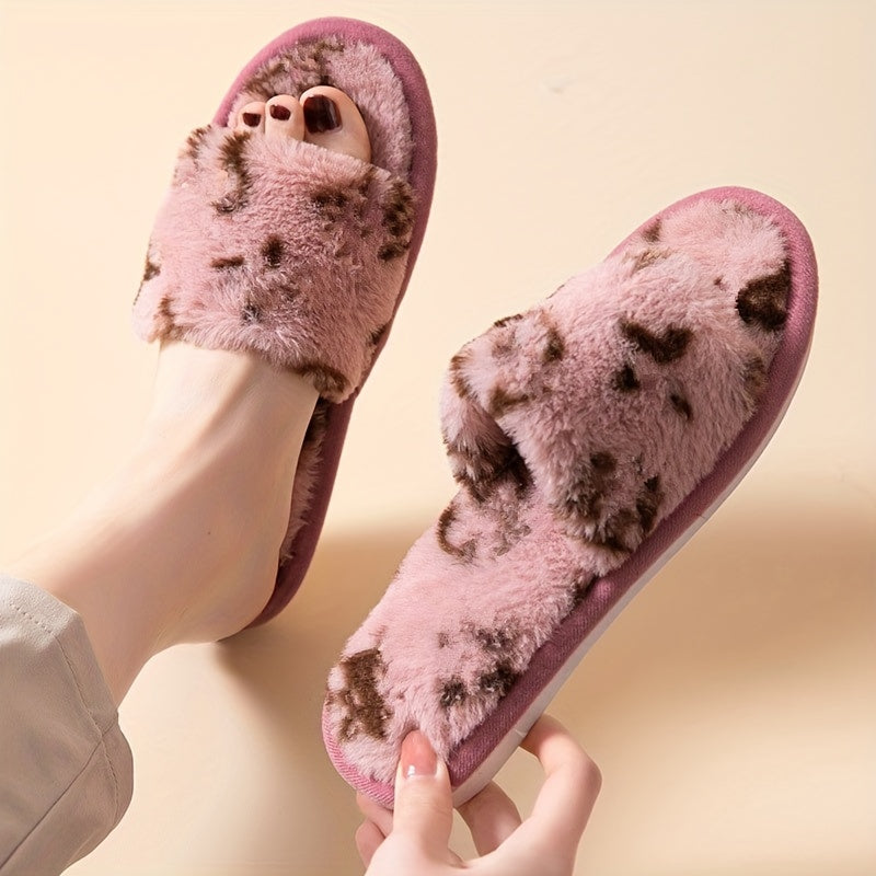 Women's Plush Round Toe Slip On Slippers