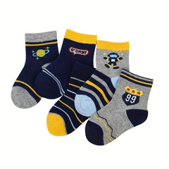 Boys Kids Casual Striped Socks Breathable Crew Socks