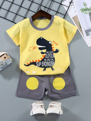Boys Cartoon Off Road Truck Ride T-shirt & Shorts Set for Summer