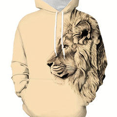 Lion 3d Print Men's Graphic Hoodie Autumn Winter