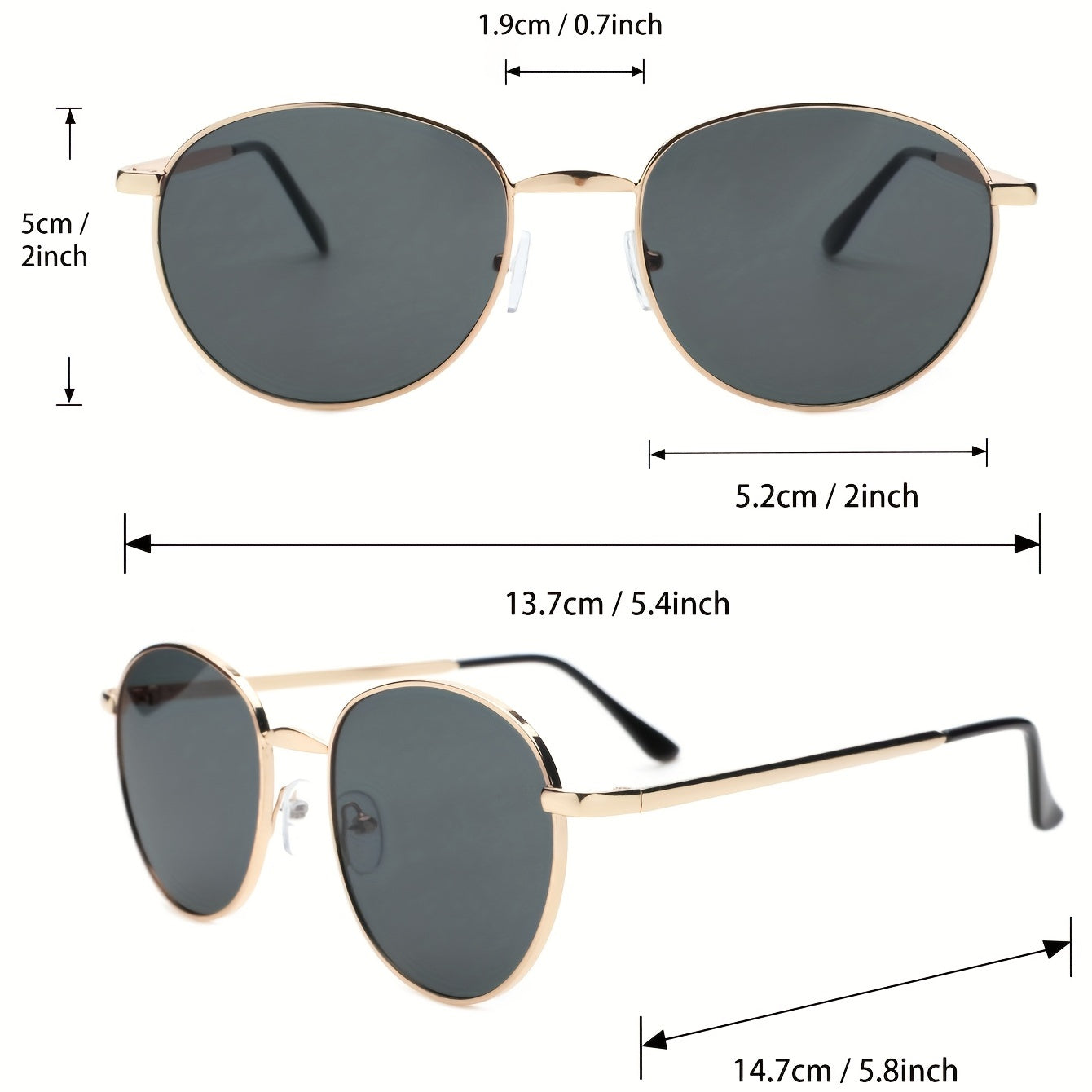 3 Pairs Round Metal Sunglasses UV400 Sun Shades