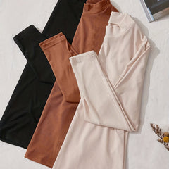3 Pack Plus Size Ribbed Knit Long Sleeve Mock Neck Top Set