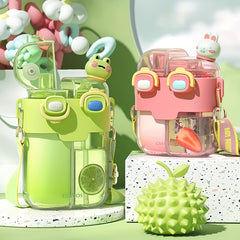 780ml Cartoon Split Space Straw Water Cup Portable Flip Top Water Bottle