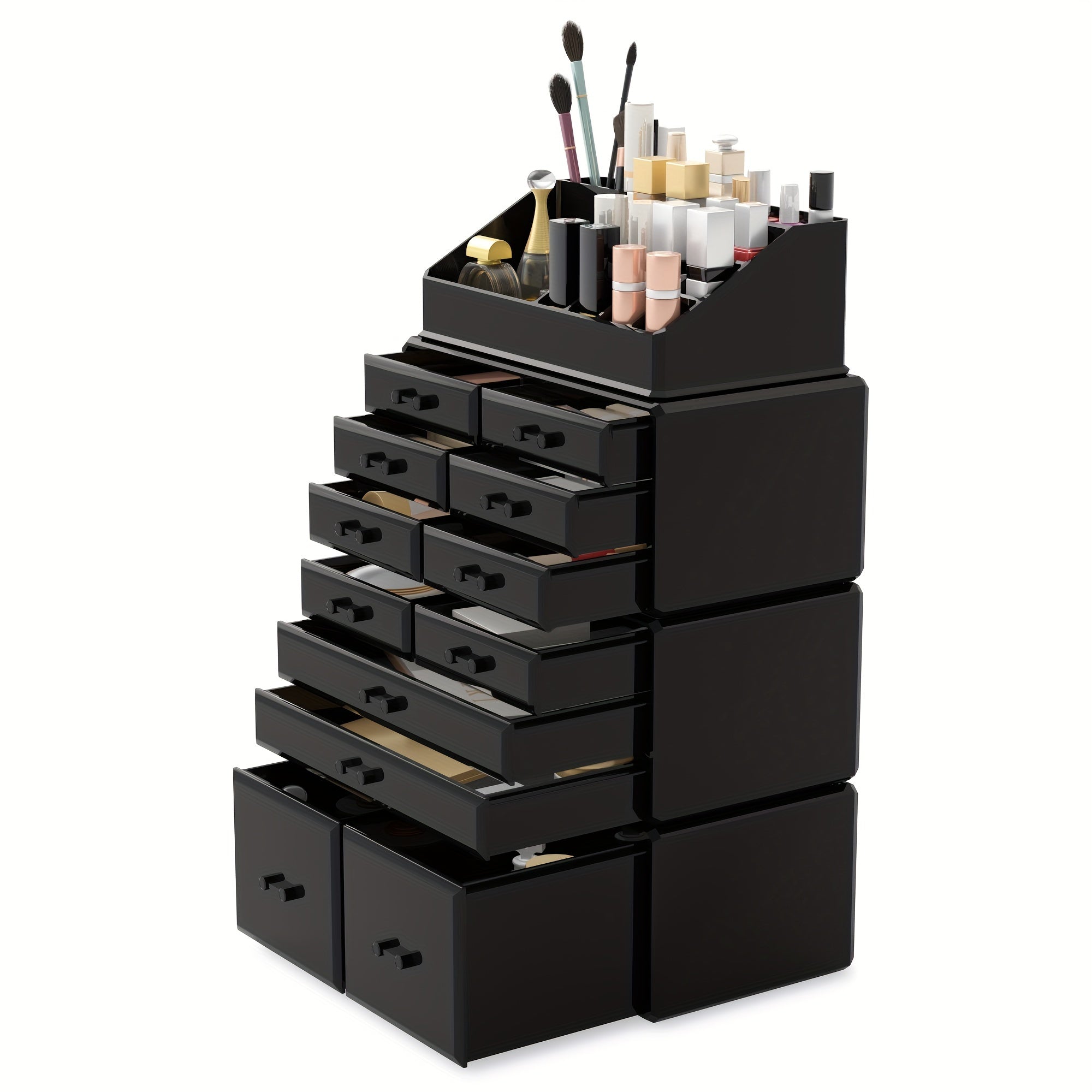 4 Layer Makeup Organizer with 12 Drawers Stackable Cosmetic Storage