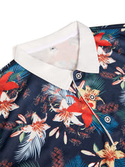 Men's Floral Shirt Casual Button Up Short Sleeve Tee Top