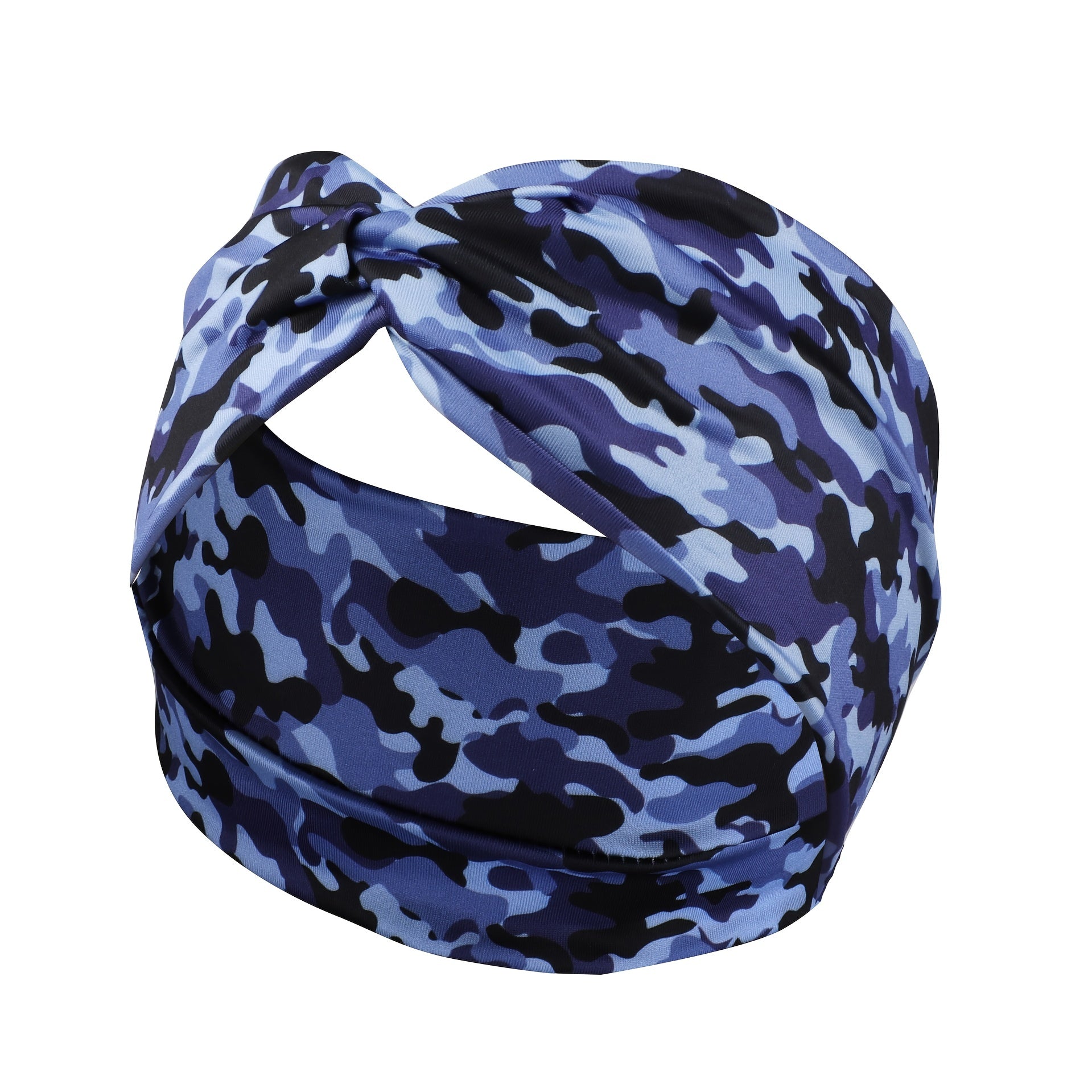 Camouflage Print Wide Headbands Women Knotted Turban Elastic Non Slip Hair Bands