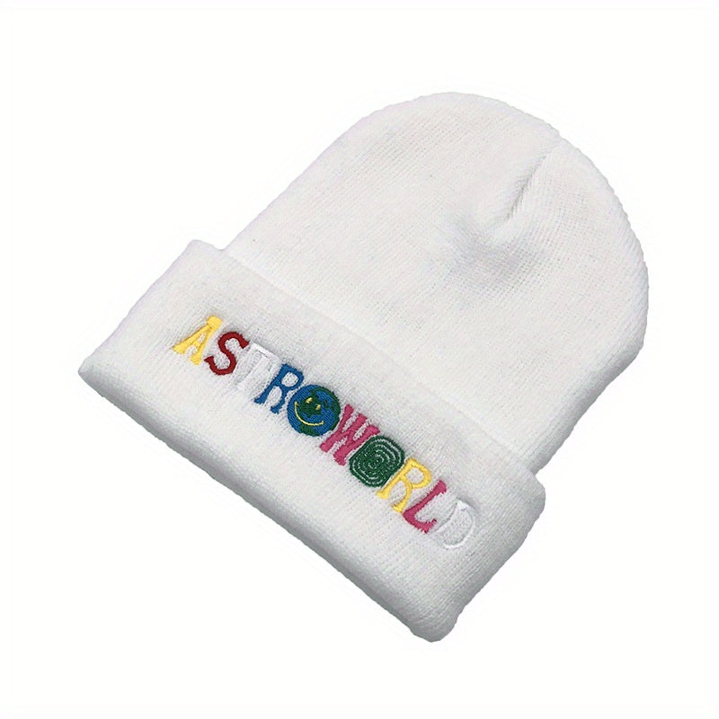 Men's Letter Embroidery Knitted Cap Warm Hat