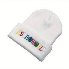Men's Letter Embroidery Knitted Cap Warm Hat