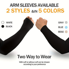 2pcs Men's Tight Arm Guard Long Ice Sleeve Sunscreen Sleeve UV Protection