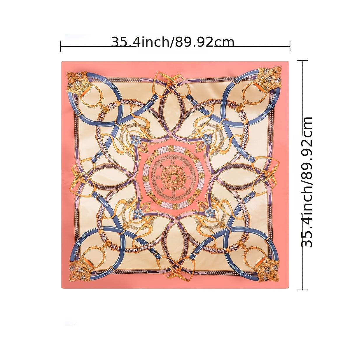 Women's Simulated Silk Square Printed Scarf Bandana Satin Shawl