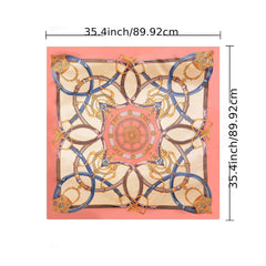 Women's Simulated Silk Square Printed Scarf Bandana Satin Shawl