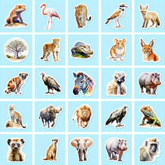 100pcs African Animal Stickers Watercolor Decals for Bottles Laptops Phones