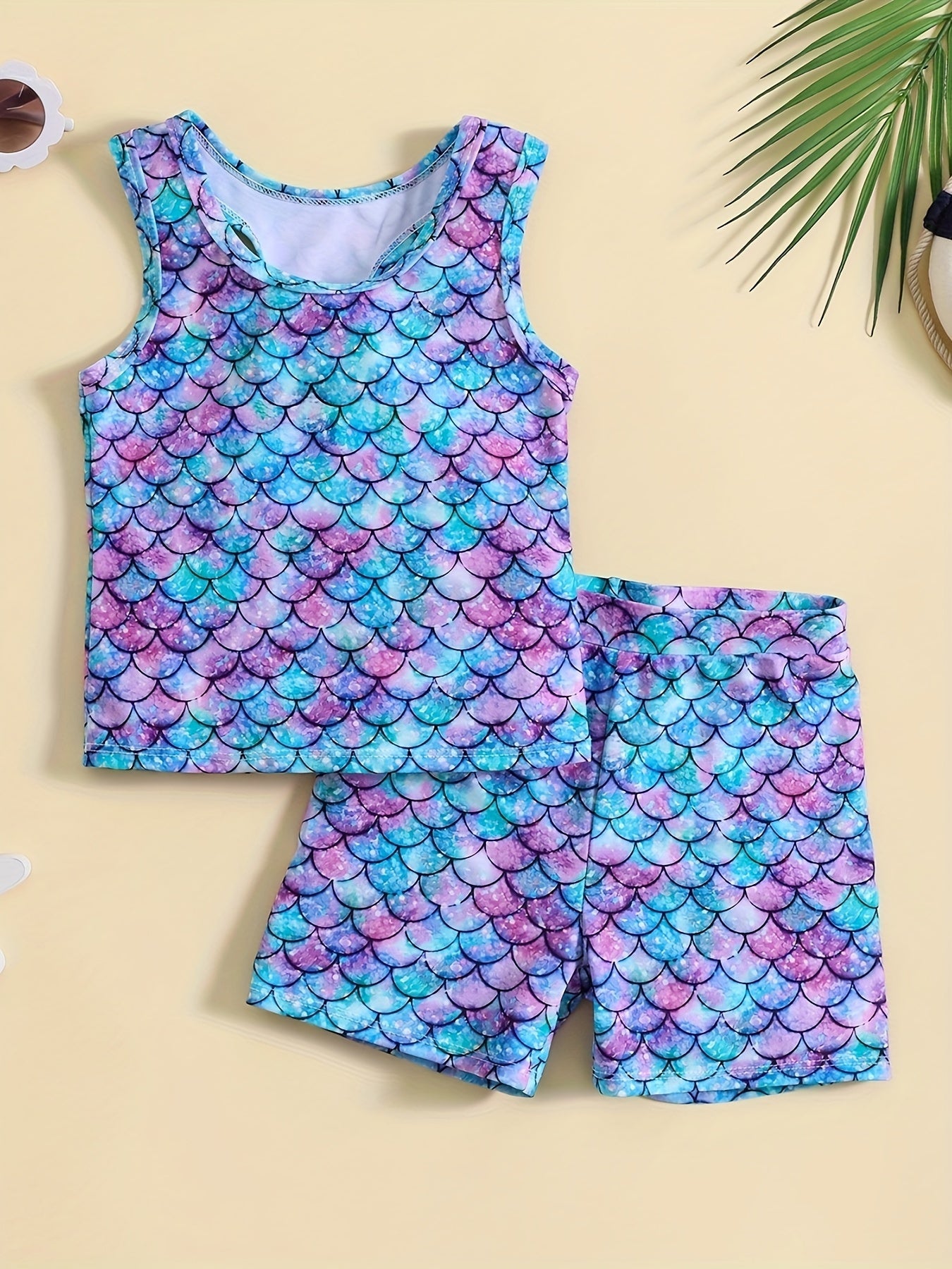 Toddler Girls 2pcs Dolphin Tankini Swimsuit Sets