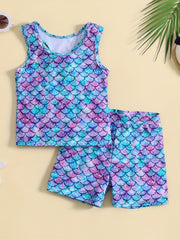 Toddler Girls 2pcs Dolphin Tankini Swimsuit Sets