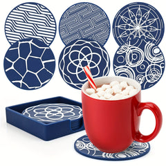 6pcs Silicone Rubber Coasters with Storage Box, Non-slip Cup Mat