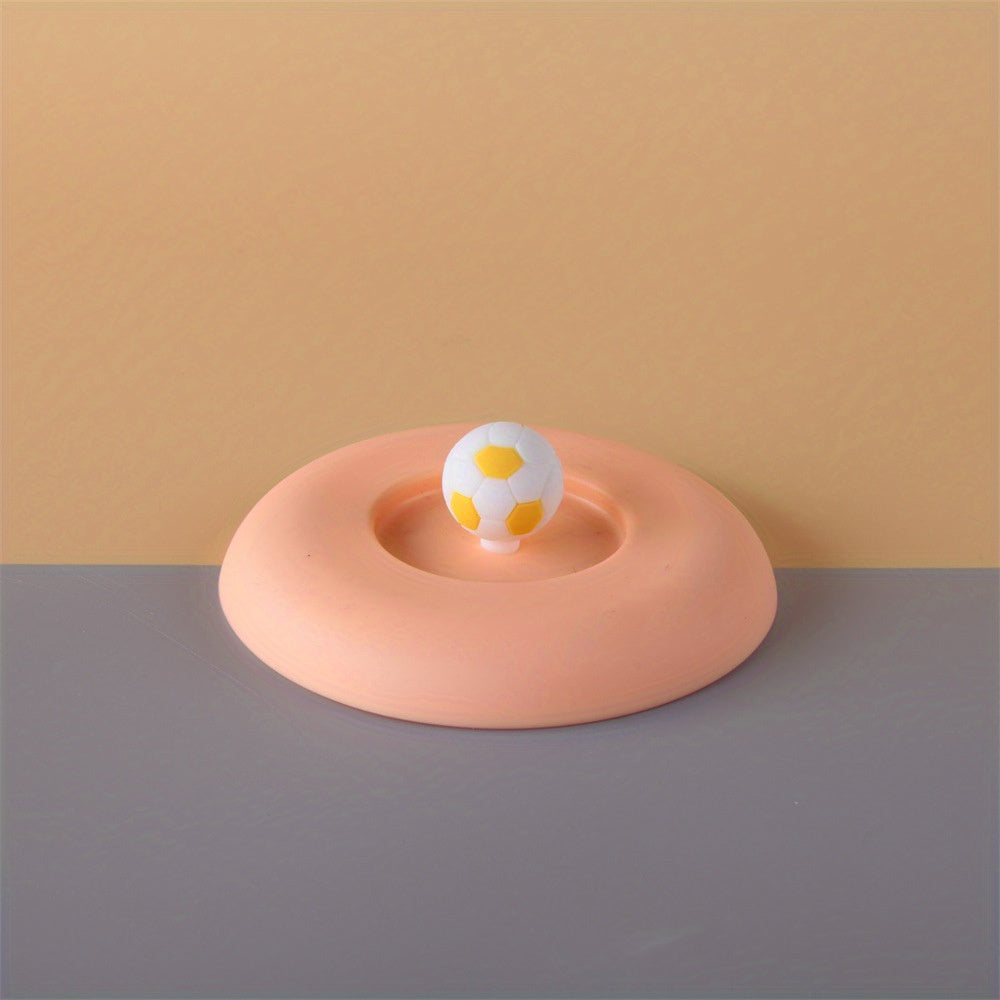 Football Decor Reusable Silicone Cup Cover, Suction Cup Lid
