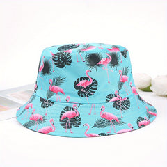 Flamingo Print Bucket Hat Casual Cartoon Basin Hat For Women Men