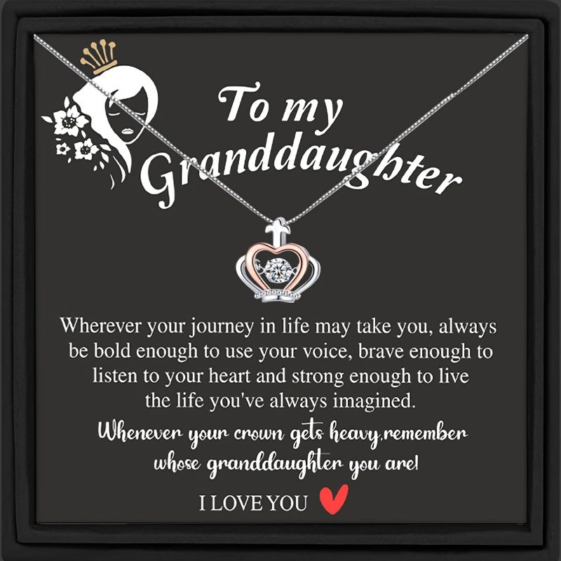 CZ Crown Pendant Necklace Girls - Gift for Granddaughter