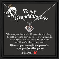 CZ Crown Pendant Necklace Girls - Gift for Granddaughter