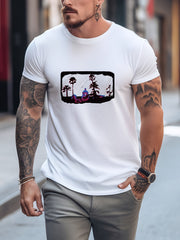 Snow Rider & Coconut Tree Men's Comfy T-shirt Graphic Tee