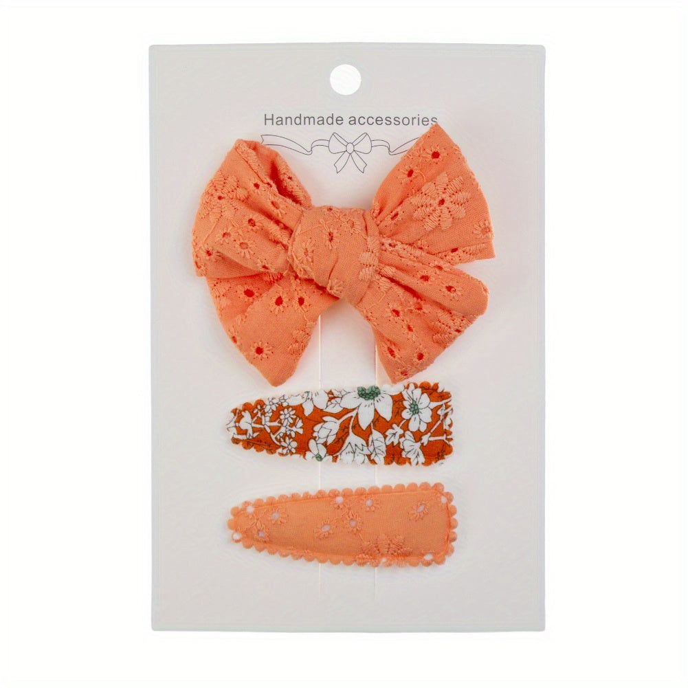 3pcs Baby Girls Bow Flower Hair Clips Set