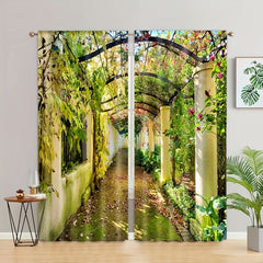2pcs Modern Digital Printed Outdoor Curtains for Stylish Decor