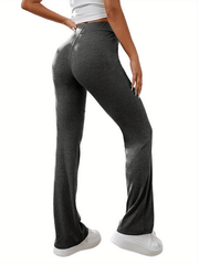 Solid Flare Leg Pants Y2K Loose Pants For Spring & Fall Women's Clothing
