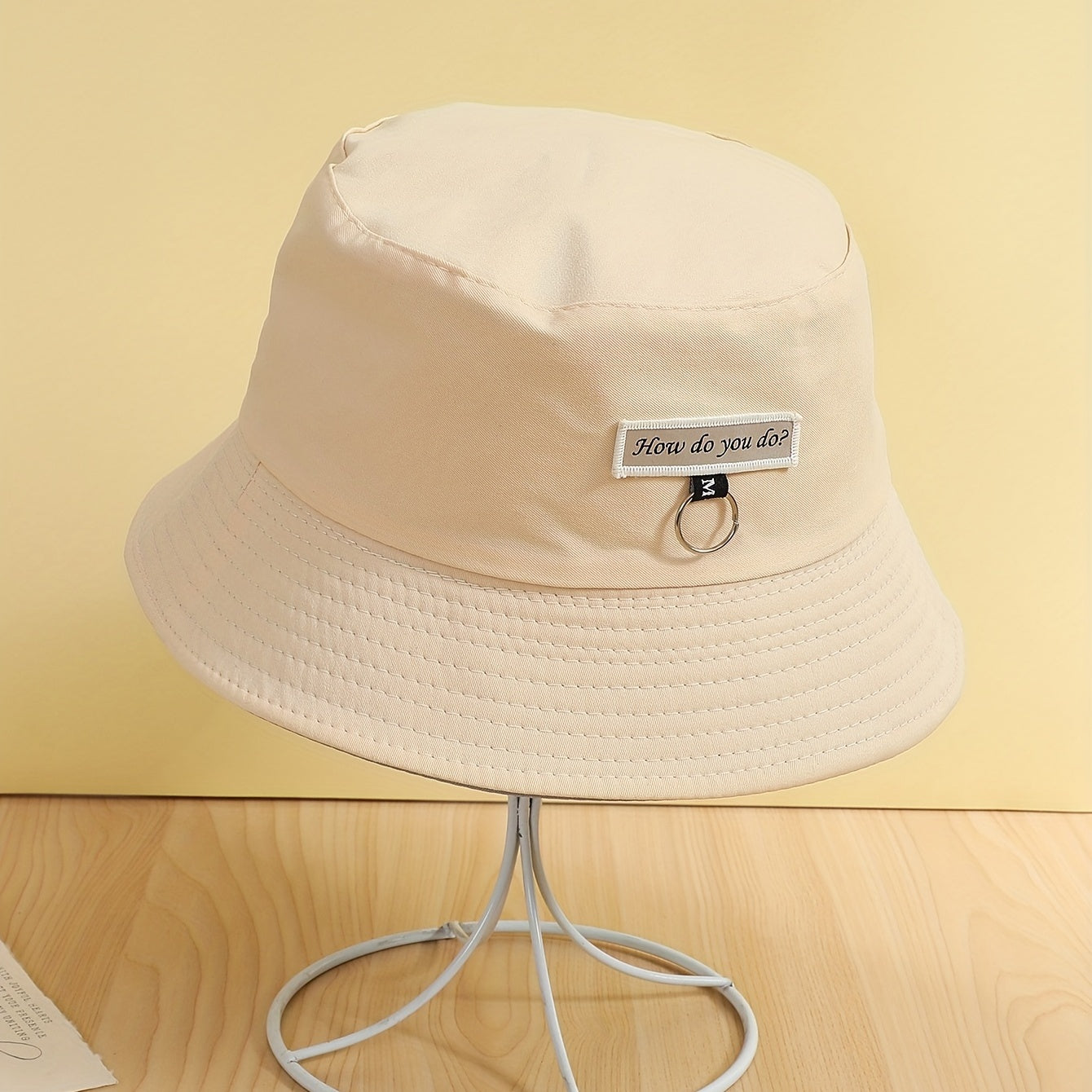 Reversible Bucket Hat Iron Ring Label Decor Unisex Basin Hat