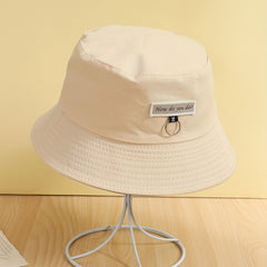 Reversible Bucket Hat Iron Ring Label Decor Unisex Basin Hat