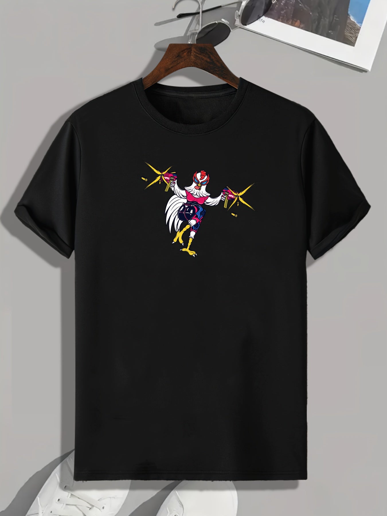 Funny Chicken Print Men's Graphic T-shirt for Summer