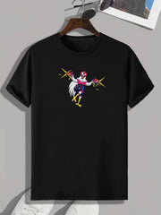Funny Chicken Print Men's Graphic T-shirt for Summer