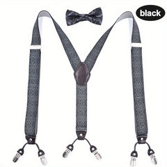 Retro Bow Tie Set with Anti-slip Suspenders
